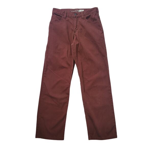 Carhartt Size 28x30 Rugged Flex Canvas Work Pants Dark Maroon Utility - Picture 1 of 9